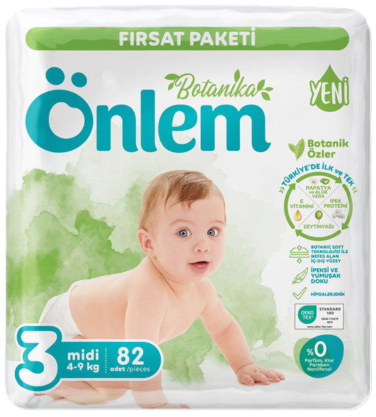 ÖNLEM BOTANİC ULTRA AVANTAJ PAKET BEBEK BEZİ NO:3 MİDİ 4-9 KG 82’Lİ