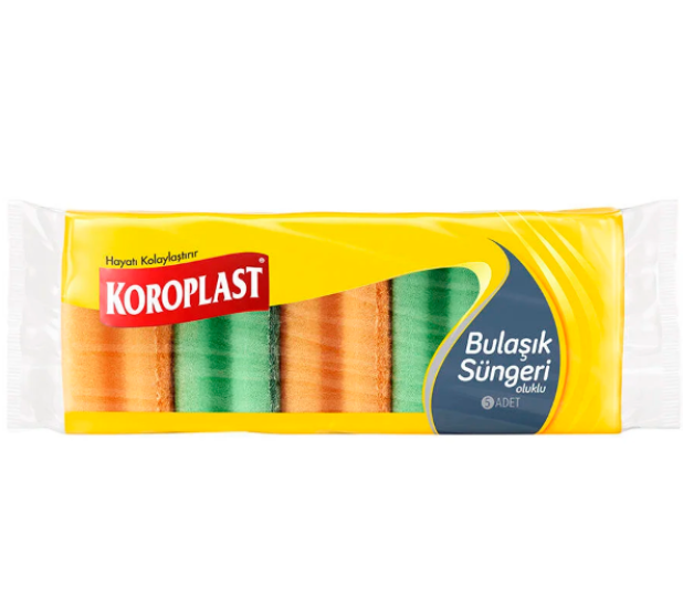 KOROPLAST OLUKLU BULAŞIK SÜNGERİ 5’Lİ