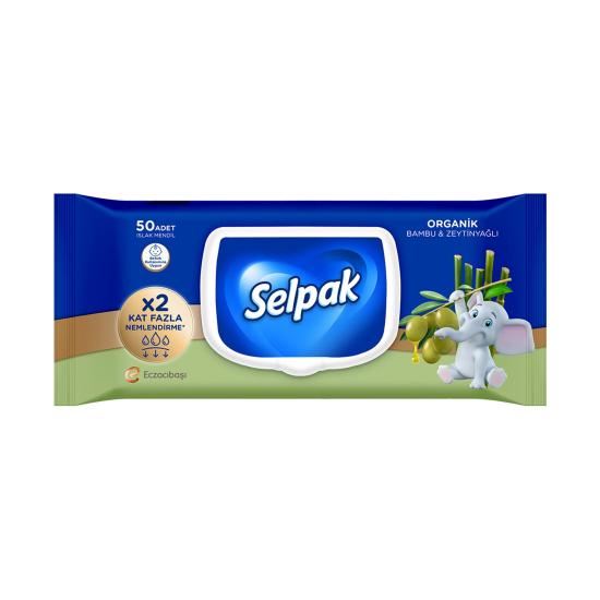 SELPAK ORGANİK BAMBU & ZEYTİNYAĞLI ISLAK MENDİL 50’Lİ