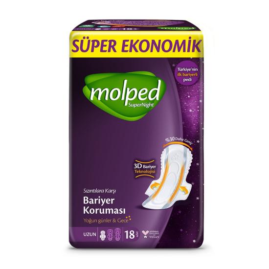 MOLPED SÜPER EKONOMİK GECE UZUN PED 18’Lİ