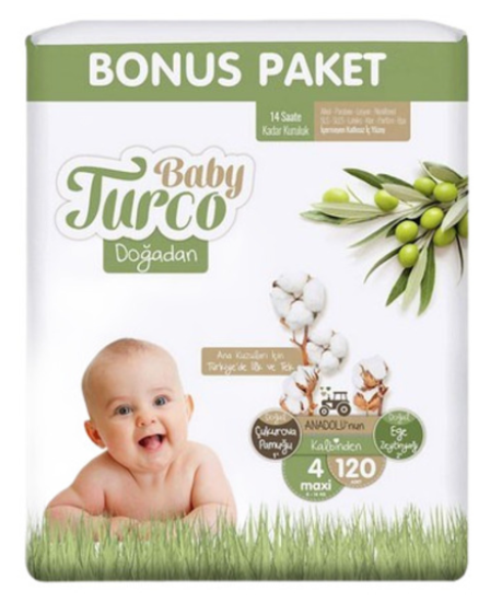 BABY TURCO BONUS PAK. BEBEK BEZİ NO:4 MAXİ 8-14 KG 120’Lİ