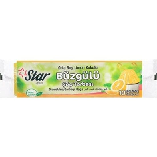 STAR BÜZGÜLÜ ÇÖP POŞETİ LİMON KOKULU ORTA BOY 10 ADET 55*60 CM