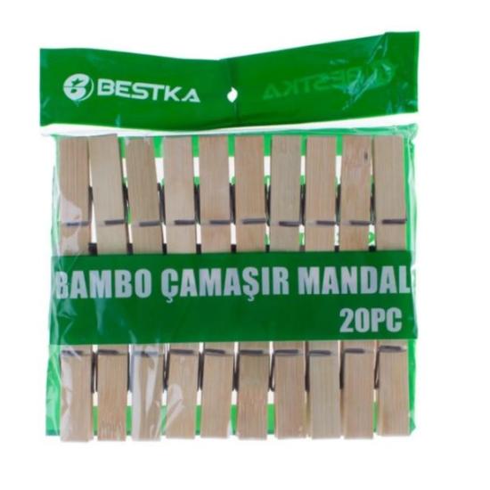 BAMBO AHŞAP ÇAMAŞIR MANDALI 20’Lİ