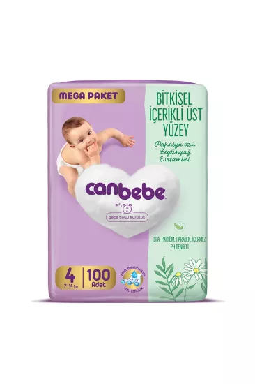 CANBEBE MEGA FIRSAT PAKET BEBEK BEZİ NO:4 MAXİ 7-14 KG 100’LÜ