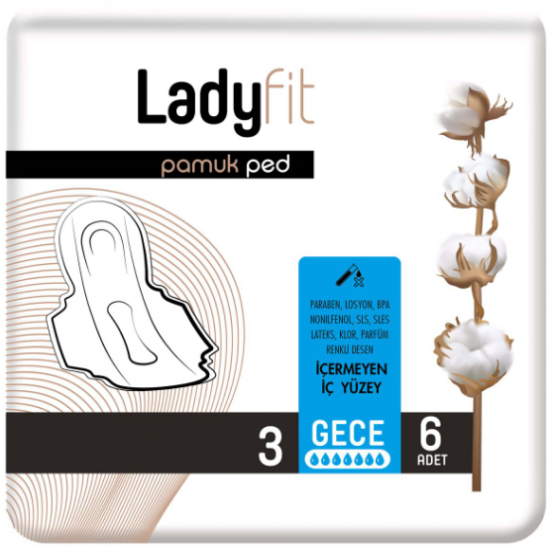 LADY FİT GECE PAMUK PED 6’LI