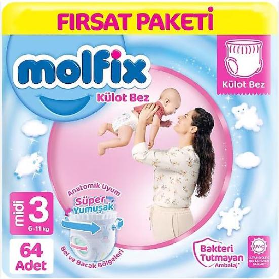 MOLFİX FIRSAT KÜLOT BEZ NO:3 MİDİ 6-11 KG 64’LÜ