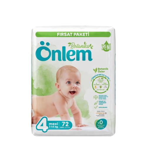 ÖNLEM BOTANİC ULTRA AVANTAJ PAKET BEBEK BEZİ NO:4 MAXİ 7-14 KG 72’Lİ