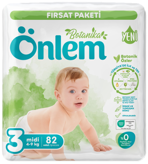 ÖNLEM BOTANİC ULTRA AVANTAJ PAKET BEBEK BEZİ NO:3 MİDİ 4-9 KG 82’Lİ