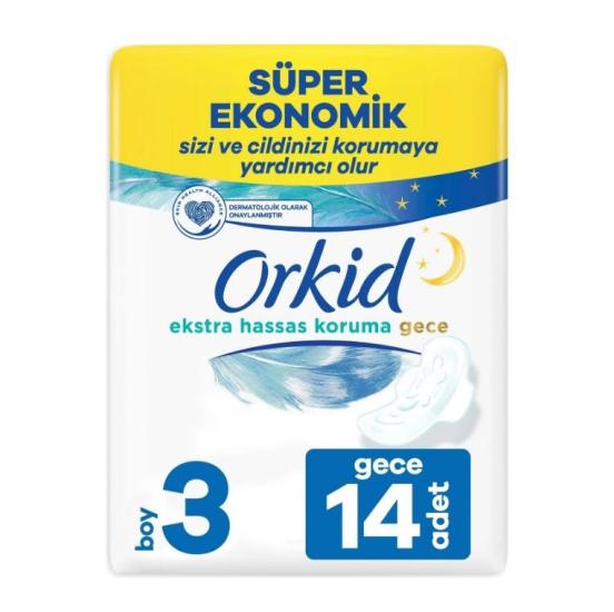 ORKİD SÜPER EKONOMİK EKSTA HASSAS KORUMA GECE PEDİ 14’’LÜ