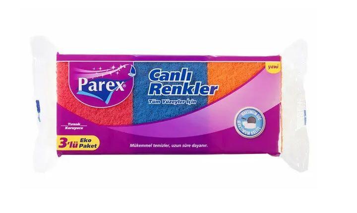 PAREX CANLI RENKLER BULAŞIK SÜNGERİ 3’LÜ